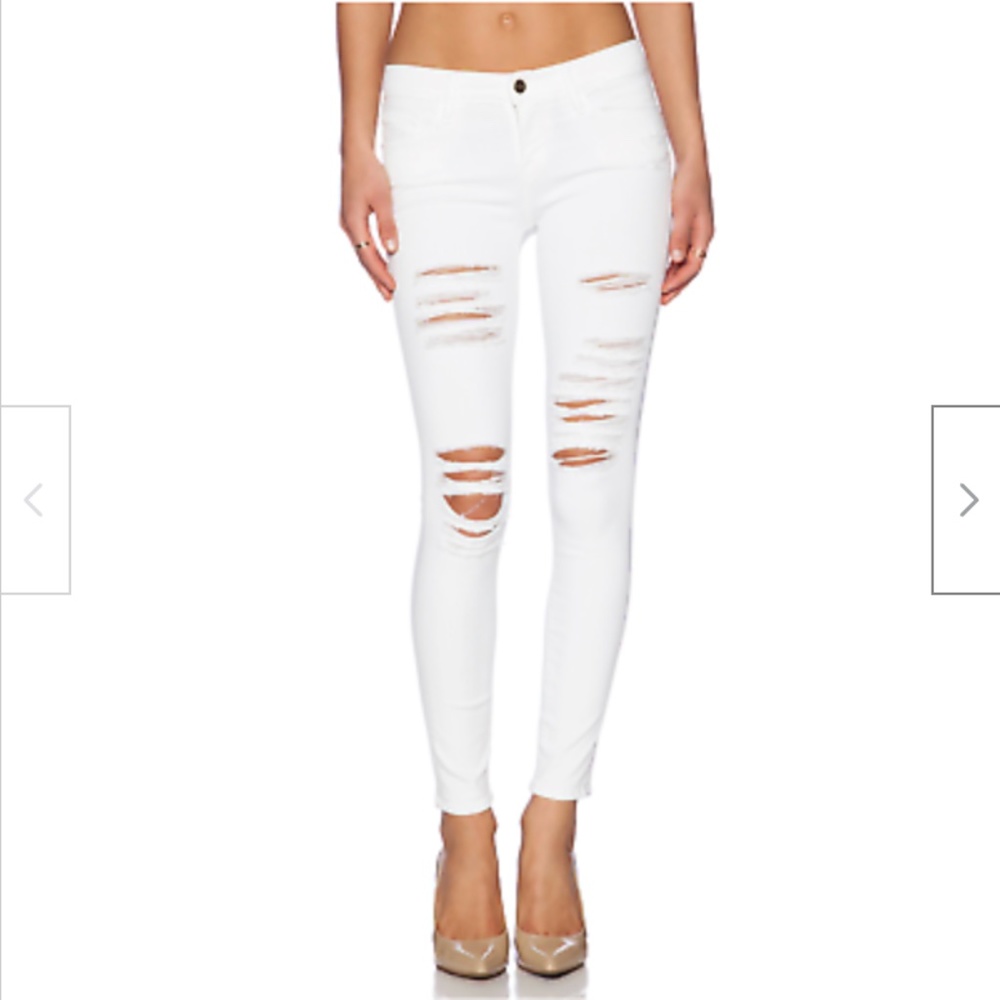 Frame denim‎ London la le skinny de Jeanne white ripped distressed raw edge 29